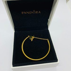Pandora Moments Heart T-Bar Snake Chain Bracelet Gold 20cm/7.9inch